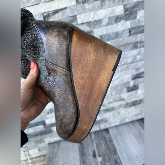 Bed Stu Bruges Leather Knit Slouchy BohoWedge Mid calf Women’s Boot Size 9.5 - Picture 15 of 17